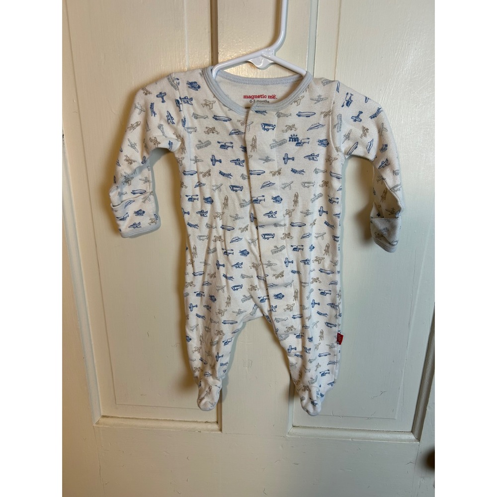 Magnetic Me Organic Cotton Airplane Magnetic Closure Footed Sleeper 0-3 Months